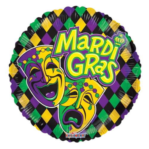 Globo de aluminio con forma de máscara Mardi Gras de 18" (P21) | Compre 5 o más y ahorre un 20 %