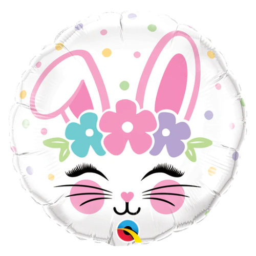18" Bunny Face Easter Foil Balloon (P29) | Buy 5 Or More Save 20%