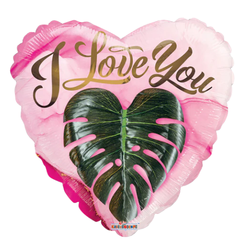 18" Love You Heart Leaf Foil Balloon (WSL)