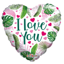 18" Love Hearts And Leaves Foil Balloon (WSL)