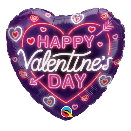 Globo de lámina de corazón con brillo de neón (WSL) para el día de San Valentín de 18" | Compre 5 o más y ahorre un 20 %