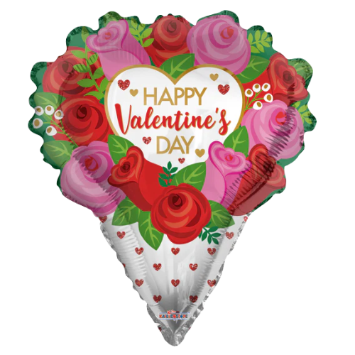 18" Happy Valentine's Roses Bouquet Foil Balloon (WSL)
