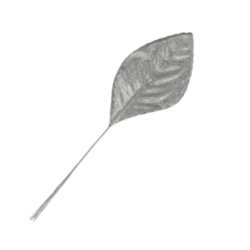 2 1/4" Silver Artificial Wired Lame Corsage Leaves | 50 Pieces