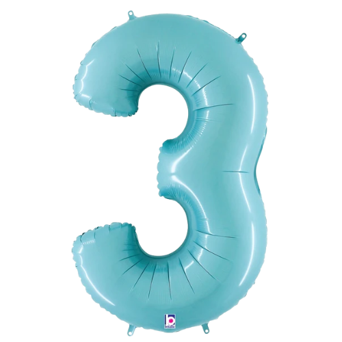 Globos con números de lámina azul pastel de 34" - Megaloons | Números 0-9