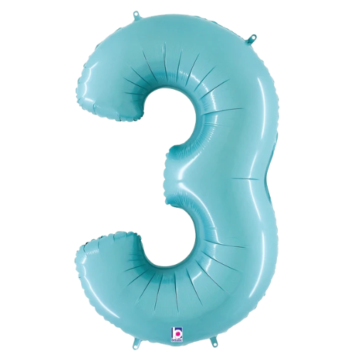 34" Pastel Blue Foil Number Balloons - Megaloons | Numbers 0-9