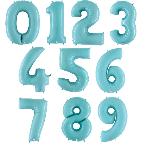 Globos con números de lámina azul pastel de 34" - Megaloons | Números 0-9
