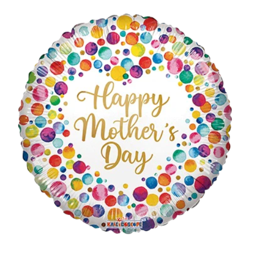 9" Happy Mother's Day Watercolor Dots Foil Airfill Balloon (P12) | Buy 5 Or More Save 20%