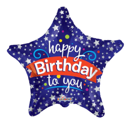 9" Happy Birthday To You Star Foil Airfill Balloon | Buy 5 Or More Save 20%