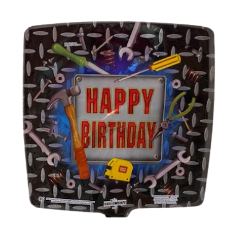 9" Happy Birthday Tools Foil Airfill Balloons | Buy 5 Or More Save 20%