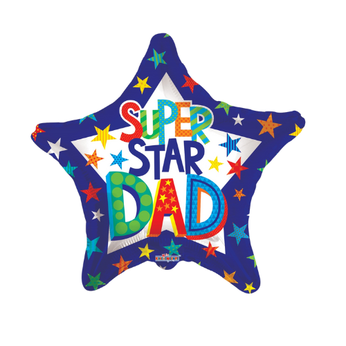9" Super Star Dad Non Foil Airfill Balloon (P19) | Buy 5 Or More Save 20%