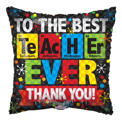 18" Best Teacher Ever Chemical Foil Balloon (P3) | Buy 5 Or More Save 20%
