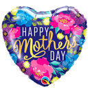 18" Happy Mother's Day Colorful Peonies Foil Heart Balloon (P7) | Buy 5 Or More Save 20%
