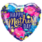 18" Happy Mother's Day Colorful Peonies Foil Heart Balloon (P7) | Buy 5 Or More Save 20%