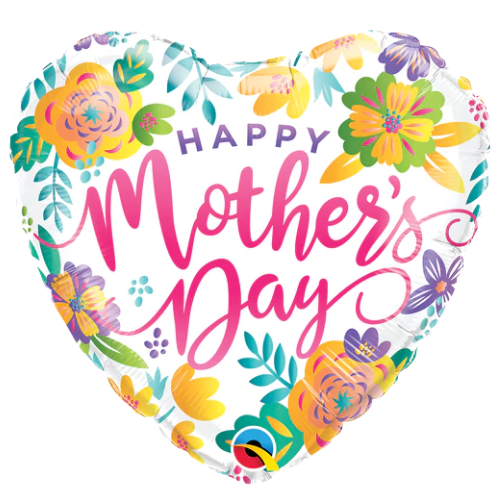 Globo de aluminio con corazón floral primaveral para el Día de la Madre de 18" (P8) | Compre 5 o más y ahorre un 20 %