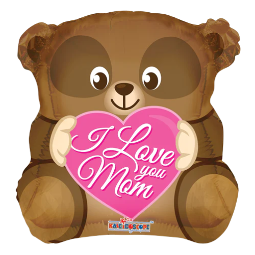 18" Love You Mom Bear Shape Foil Balloon (P10) | Buy 5 Or More Save 20%