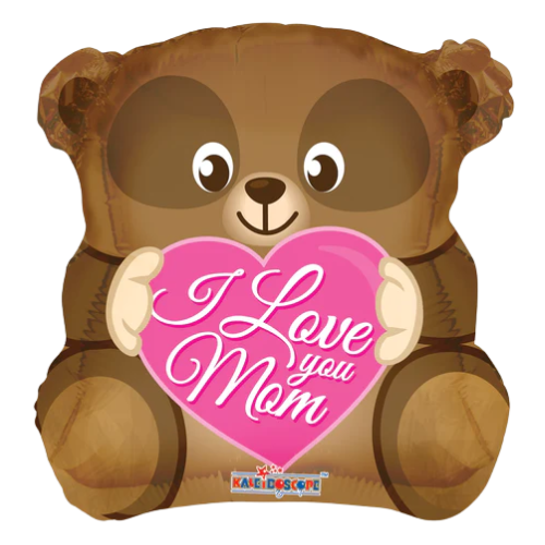 18" Conver Love You Mom Bear Shape Foil Balloon (S1R4) | Buy 5 Or More Save 20%