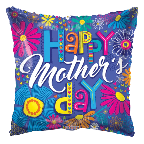 18" Happy Mother's Day Sketchy Letters Foil Balloon (WSL) | Clearance - While Supplies Last!