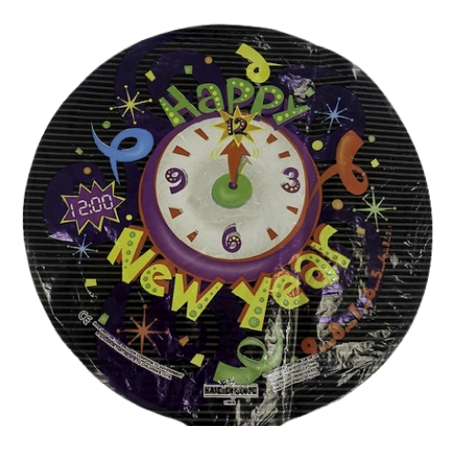 9" Happy New Year Time To Celebrate Foil Airfill Balloon | Buy 5 Or More Save 20%