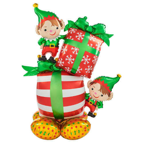 53" Christmas Elves Airloonz Foil Balloon | Stands Over 4 Feet Tall - No Helium Required!