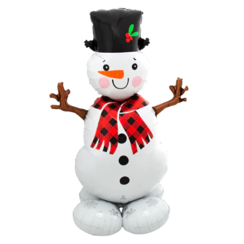 55" Snowman AirLoonz Foil Balloon (P28) | Stands Over 4 Feet Tall- No Helium Required!