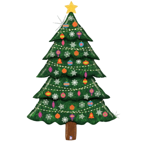 Globo de lámina de árbol de Navidad con brillo de entrega especial de 63" (P25) | ¡Mide más de 5 pies de alto!