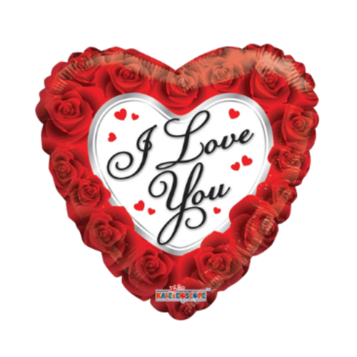 18" I Love You Classic Roses Heart Foil Balloon | Buy 5 Or More Save 20%