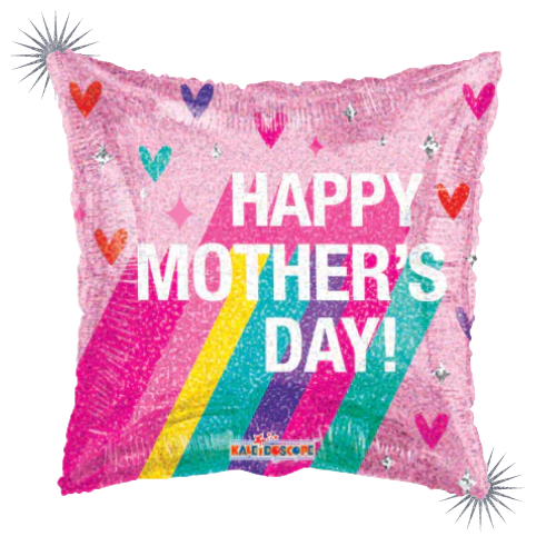 18" Happy Mother's Day Rainbow Holographic Foil Balloon (P9) | Buy 5 Or More Save 20%