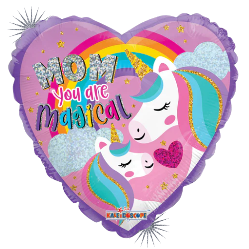 18" Mom You Are Magical Unicorn Holographic Foil Balloon (P9) | Buy 5 Or More Save 20%