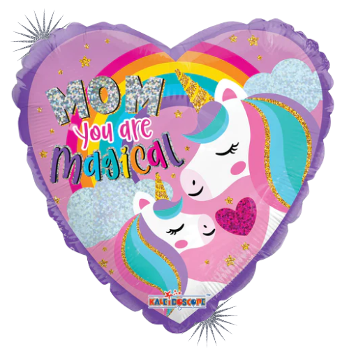 18" Conver Mom You Are Magical Unicorn Holographic Foil Balloon (S1R4) | Buy 5 Or More Save 20%