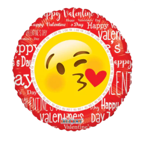 9" I Love You Happy Face with Kiss Foil Airfill Balloon (P18) | Buy 5 Or More Save 20%