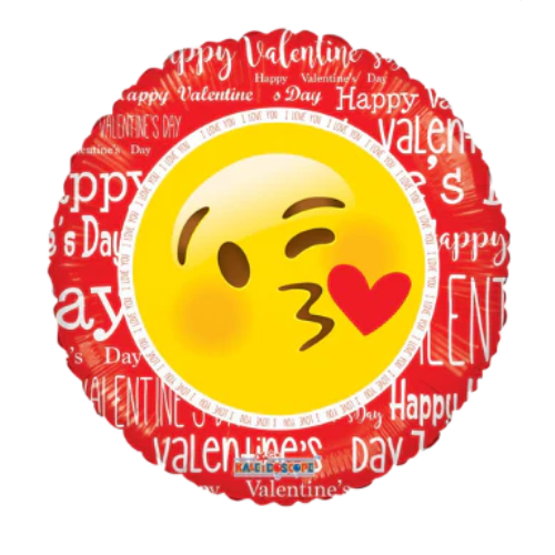 9" Conver I Love You Happy Face with Kiss Foil Airfill Balloon (S5R2) | Buy 5 Or More Save 20%