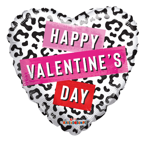 18" Happy Valentine Day Animal Print Foil Balloon (P3) | Buy 5 Or More Save 20%
