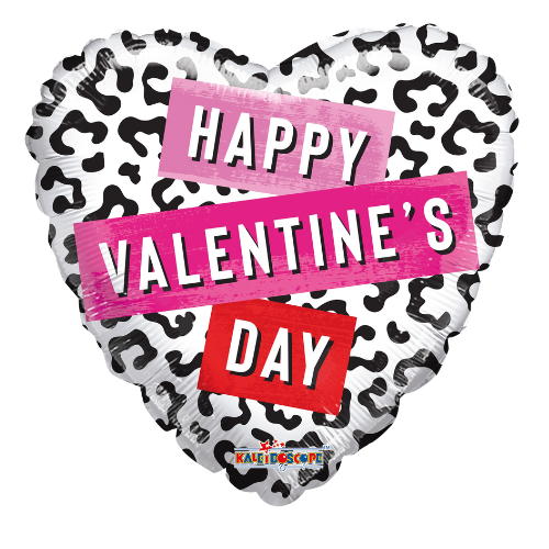 18" Conver Happy V-Day Animal Print Non Foil Balloon (S1R4) | Buy 5 Or More Save 20%