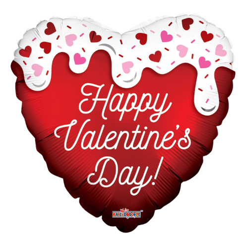 18" Happy Valentine's Day Melted Heart Foil Balloon | Buy 5 Or More ...