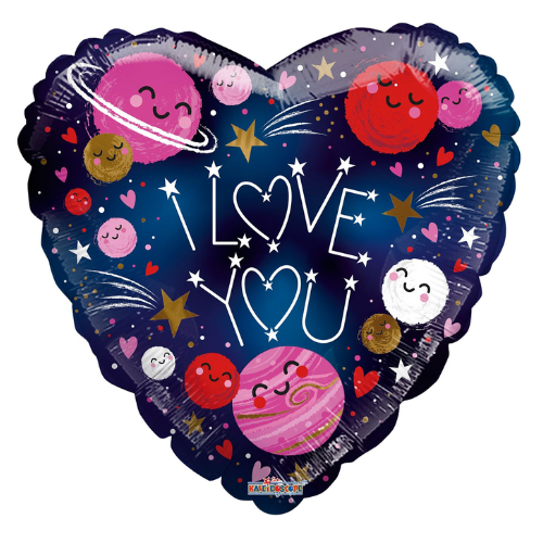 18" I Love You Out Of Space Heart Foil Balloon (P6) | Buy 5 Or More Save 20%