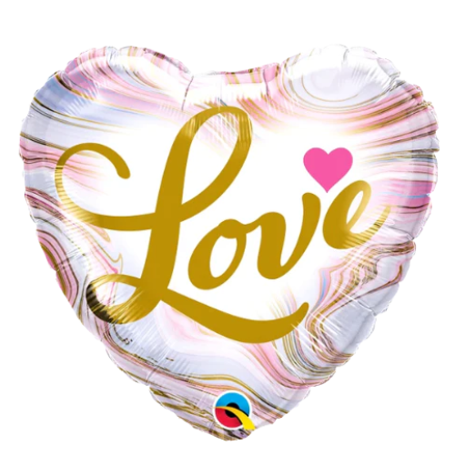Globo de aluminio con forma de corazón de mármol de 18" Love Colorful (P5) | Compre 5 o más y ahorre un 20 %