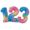 Globo con números de lámina de arcoíris de ópalo de 40" | Números 0-9