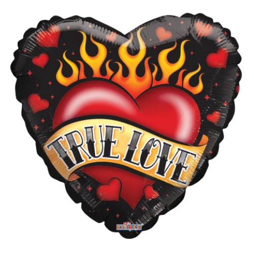 18" Love Tattoo Heart Foil Balloon (WSL)