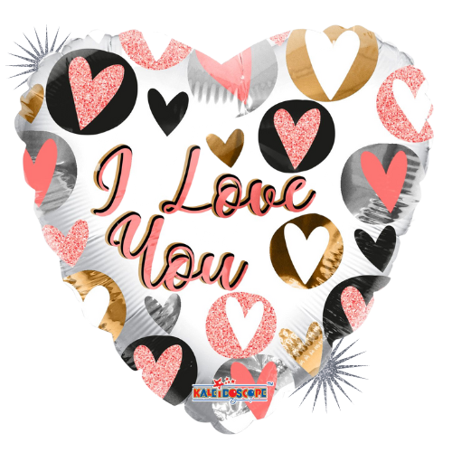 18" Love You Glitter Heart Foil Balloon (P5) | Buy 5 Or More Save 20%