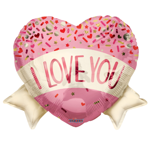 18" Lover Heart w/Banner Sprinkles Foil Balloon (P6) | Buy 5 Or More Save 20%