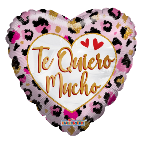 18" Te Quiero Mucho Animal Print Heart Foil Balloon (P17) | Buy 5 Or More Save 20%