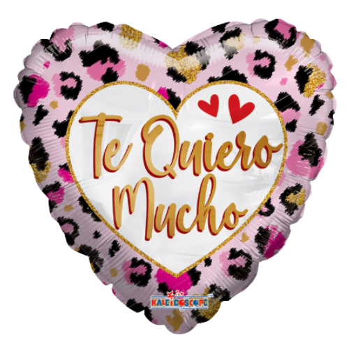 Globo de lámina de corazón con estampado animal Te Quiero Mucho de 18" (P15) | Compra 5 o más y ahorra un 20 %