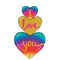 30" Rainbow Heart Love Trio Holographic Foil Balloon (P9)
