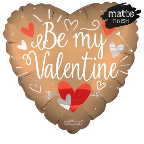 36" Be My Valentine Matte Foil Heart Balloons (P9) | 5 Count