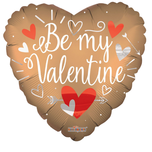 36" Be My Valentine Matte Foil Heart Balloons (P9) | 5 Count