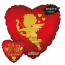18" Valentine Cupid Heart Matte Foil Balloon (P4) | Buy 5 Or More Save 20%