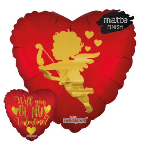 18" Valentine Cupid Heart Matte Foil Balloon (P4) | Buy 5 Or More Save 20%