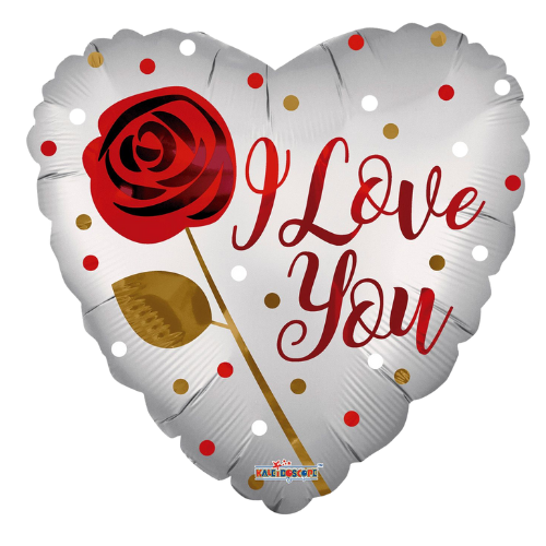 18" I Love You Rose Matte Heart Foil Balloon (P6) | Buy 5 Or More Save 20%