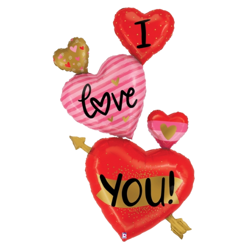 65" Special Delivery I Love You Hearts Foil Balloon (P14) | Over 5 Feet Tall!