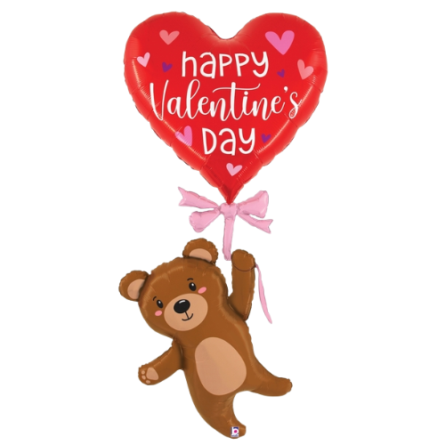 69" Special Delivery Valentine's Day Bear Foil Balloon (P9) | Stands Over 5 Feet Tall!